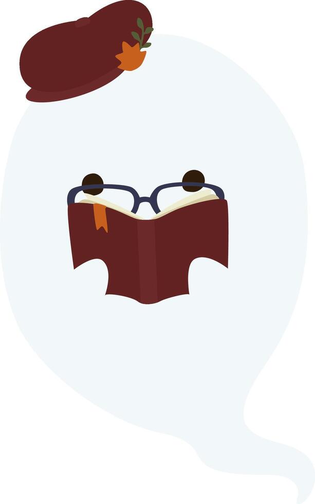 A cartoon character with glasses and a hat reading a book vector