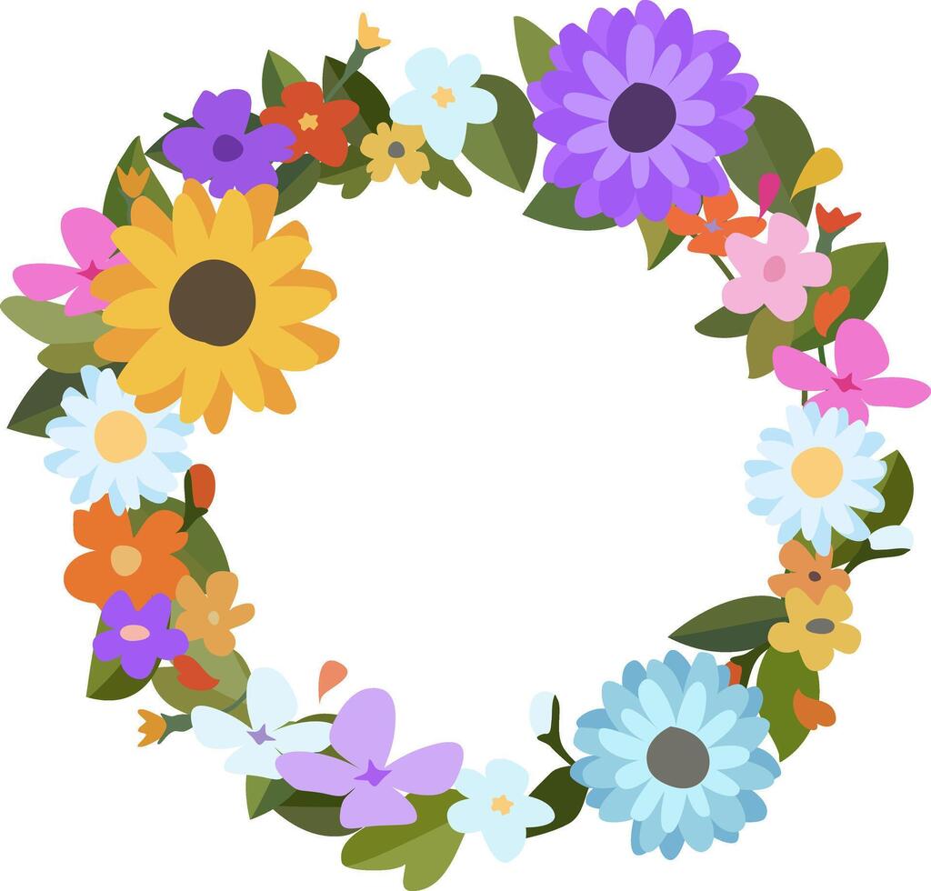 A wreath of flowers on a white background vector