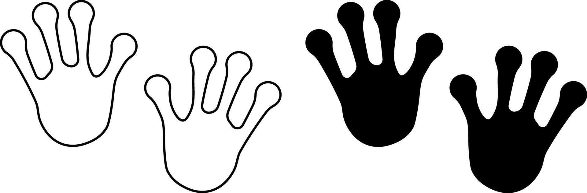 outline silhouette Frog footprint icon set vector