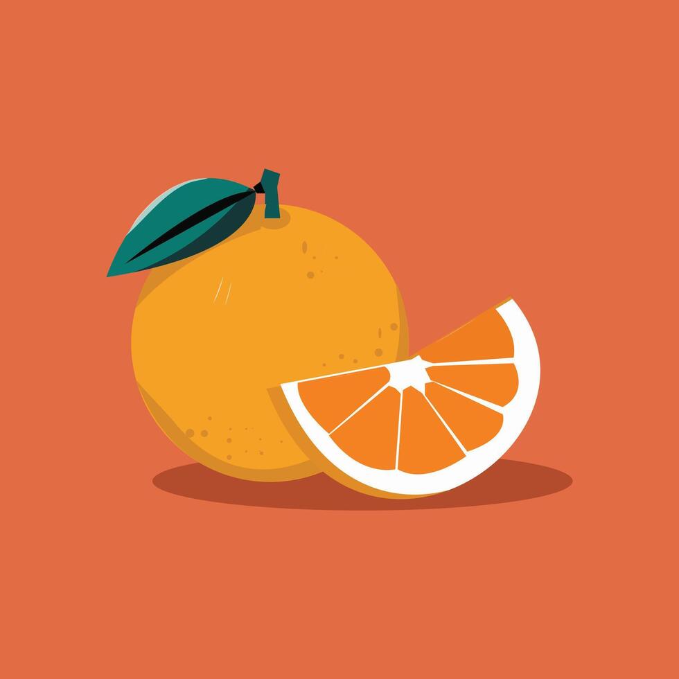 Orange Fruit Cartoon Icon Illustration. Food Nature Icon Concept Isolated Premium . Flat Cartoon Style vector