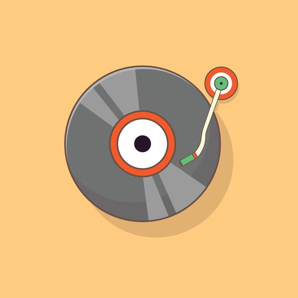 Vinyl Disk Music with Tune and Note of Music Illustration. Vinyl Music Record Vintage vector