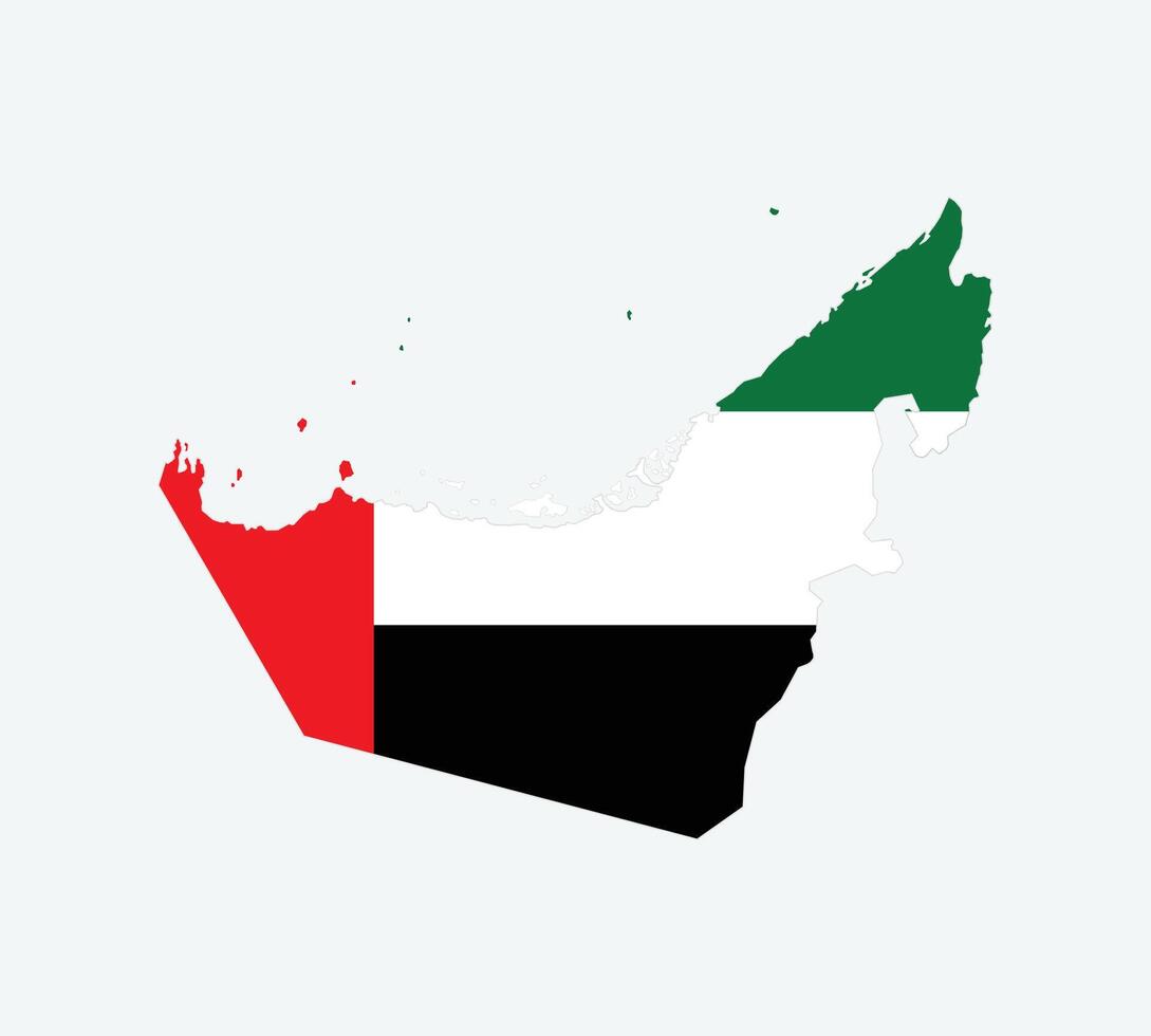 United Arab Emirates Map. Map of United Arab Emirates with National Flag. vector