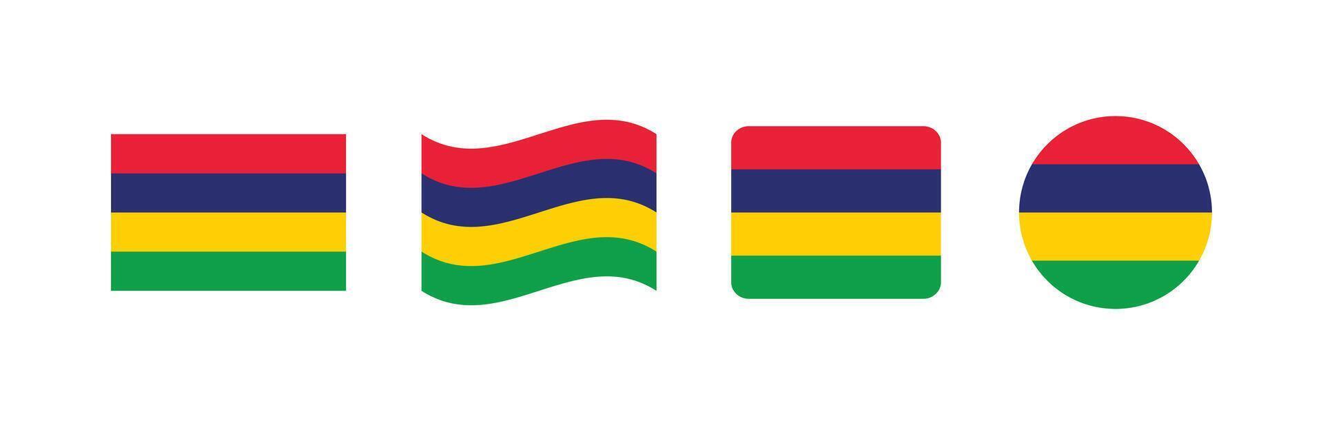 Mauritius flag. Set of Mauritius Flags Collection. vector