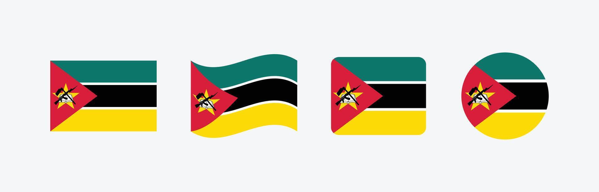 Mozambique flag. Set of Mozambique Flags Collection. vector