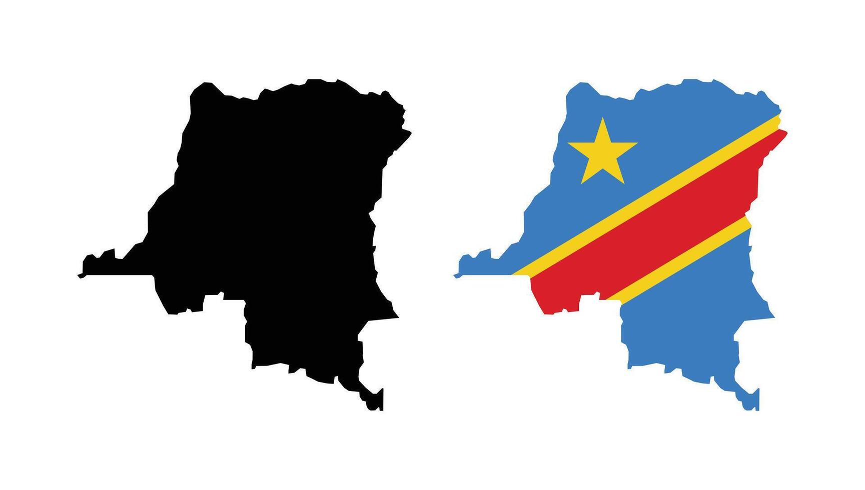 Democratic Republic of the Congo Map. Map of Democratic Republic of the Congo with National Flag. vector