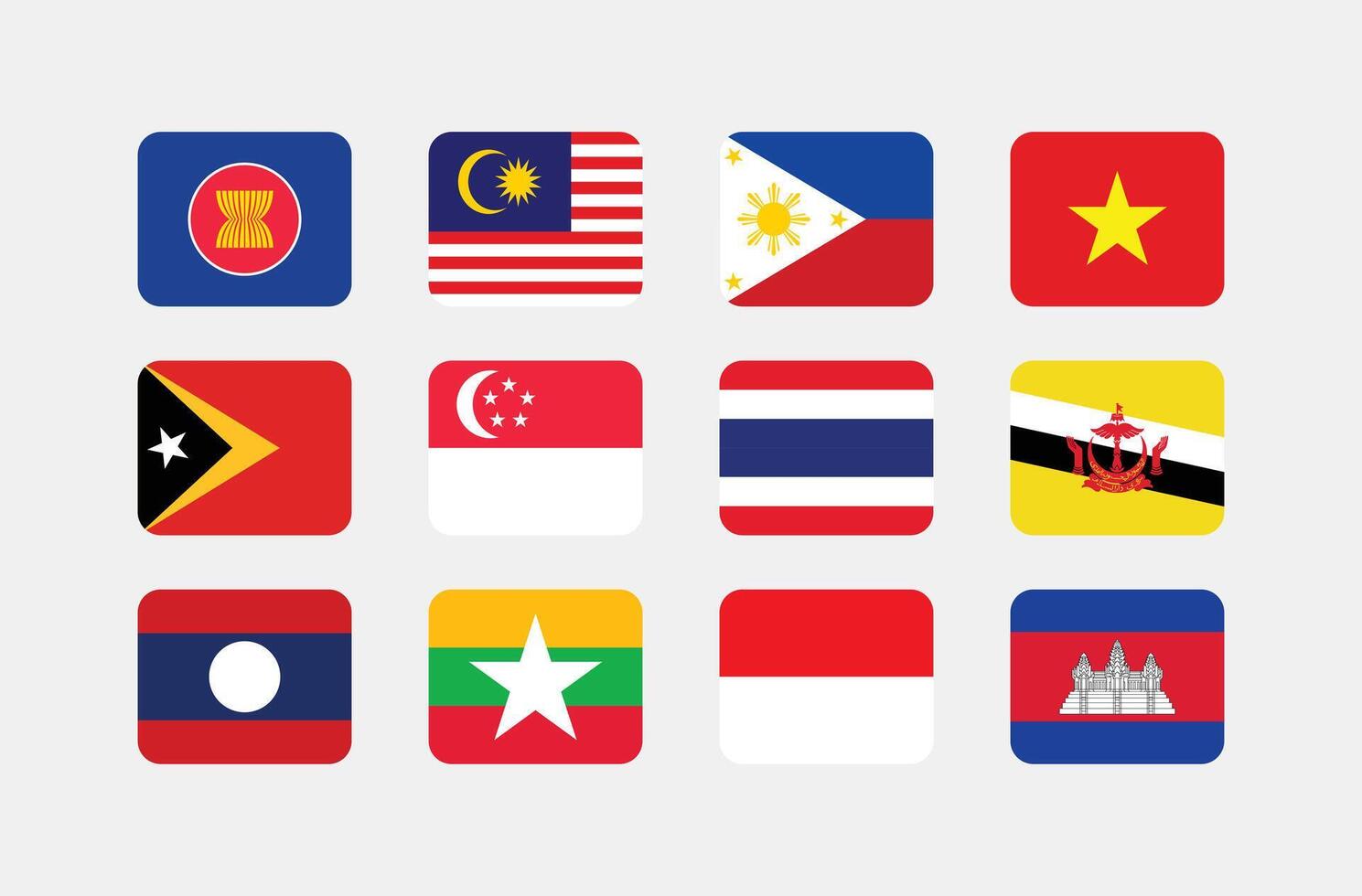 National Flag of All ASEAN Countries. Set of ASEAN country Flag. vector
