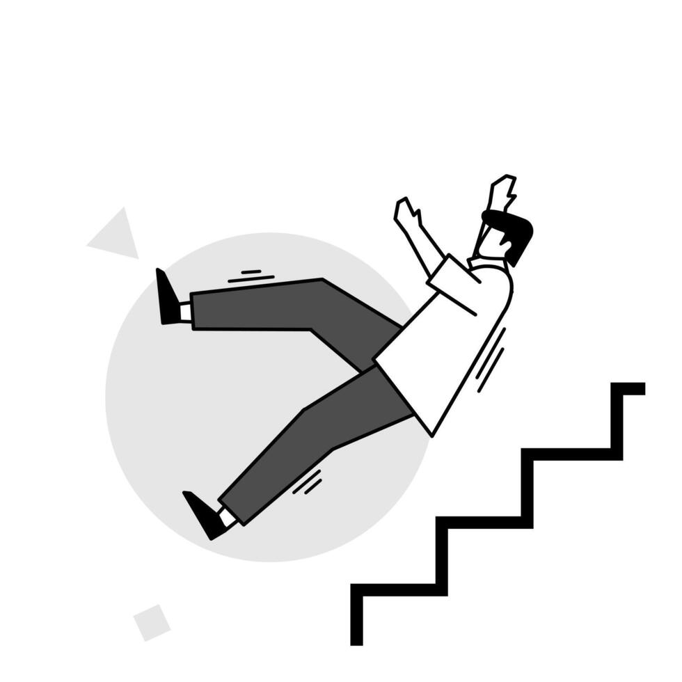 illustration of flat character slipping on stairs vector
