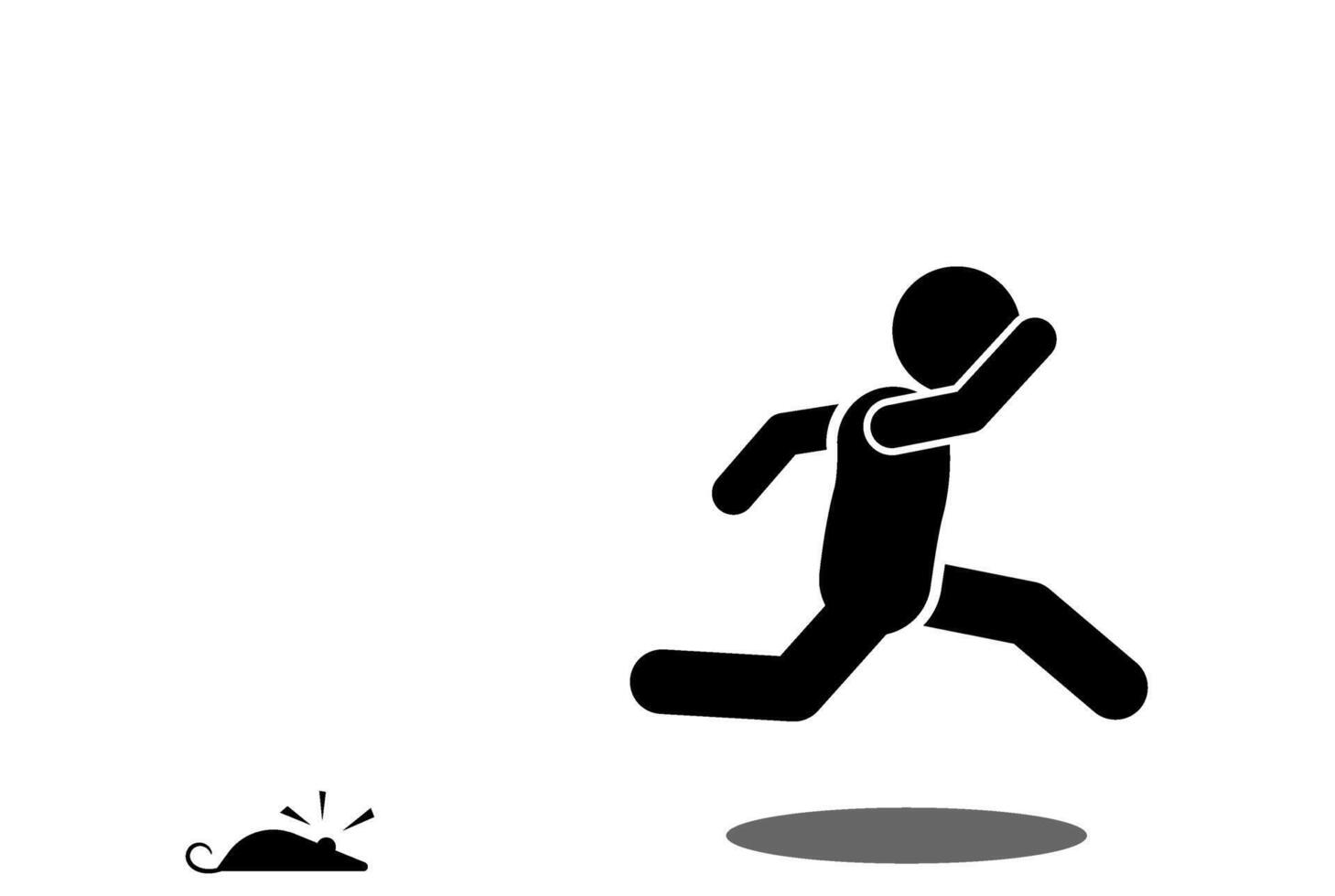 stick figure illustration of fear of mice vector