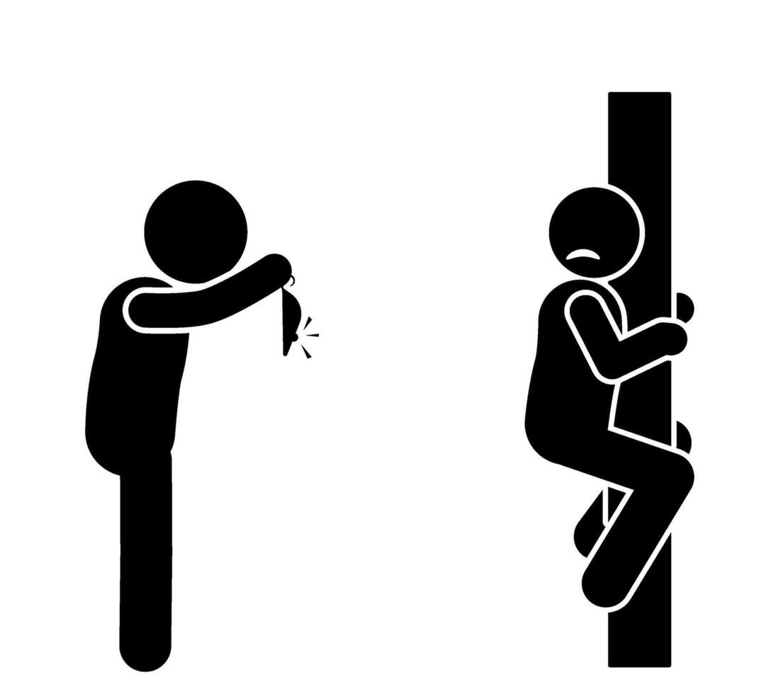 stick figure illustration of fear of mice vector