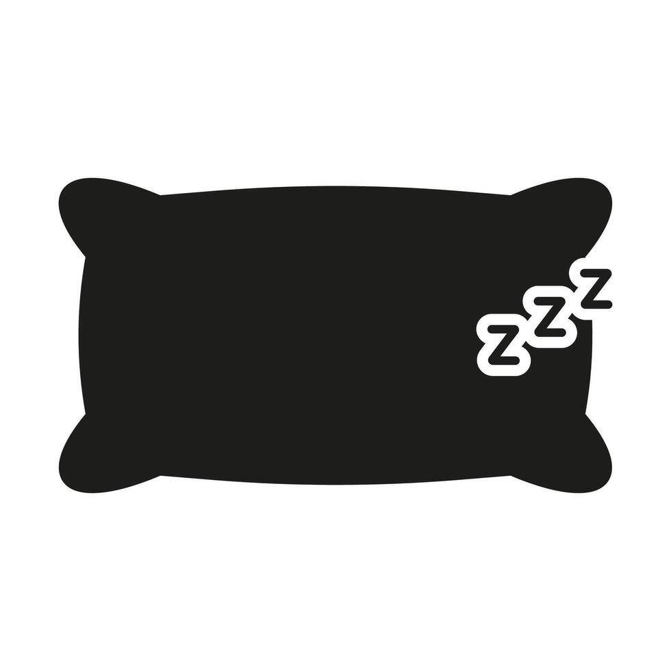 Pillow Silhouette Icon With Zzz Symbol. Sleep And Rest Solid Pictogram. Isolated Illustration vector