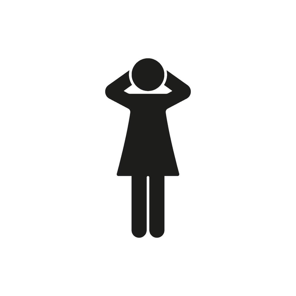 Human Figure with Hands Behind Head Silhouette Icon. Stick Figure in Relaxed Pose Glyph Symbol. Isolated Illustration vector