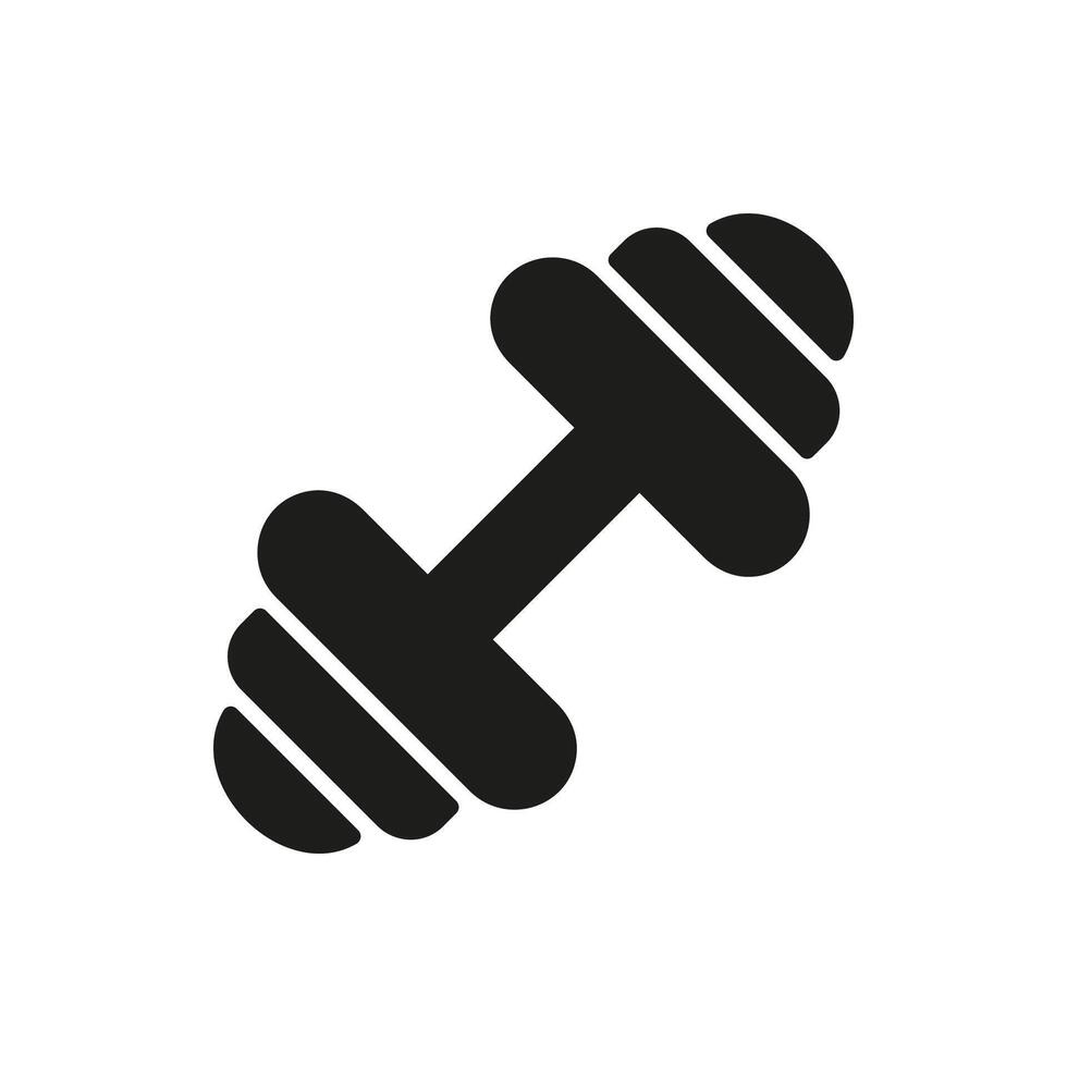 Dumbbell Silhouette Icon, Symbolizing Fitness, Exercise, Muscle Building. Gym and Workout Solid Pictogram. Isolated Illustration vector