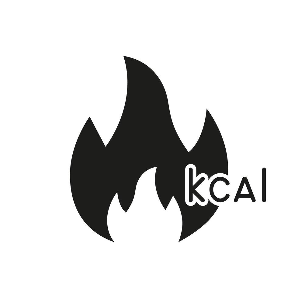 Flame With Kcal Silhouette Icon, Calorie Burning And Weight Management. Fitness Goals Symbol. Isolated Illustration vector
