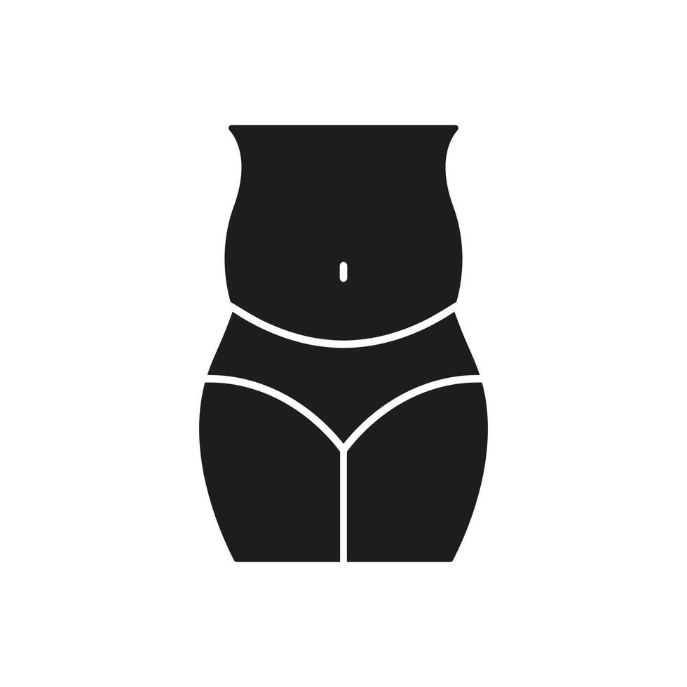 Overweight Female Body Silhouette Icon. Woman Figure Emphasizing Weight Management. Physical Appearance For Health And Fitness. Isolated Illustration vector