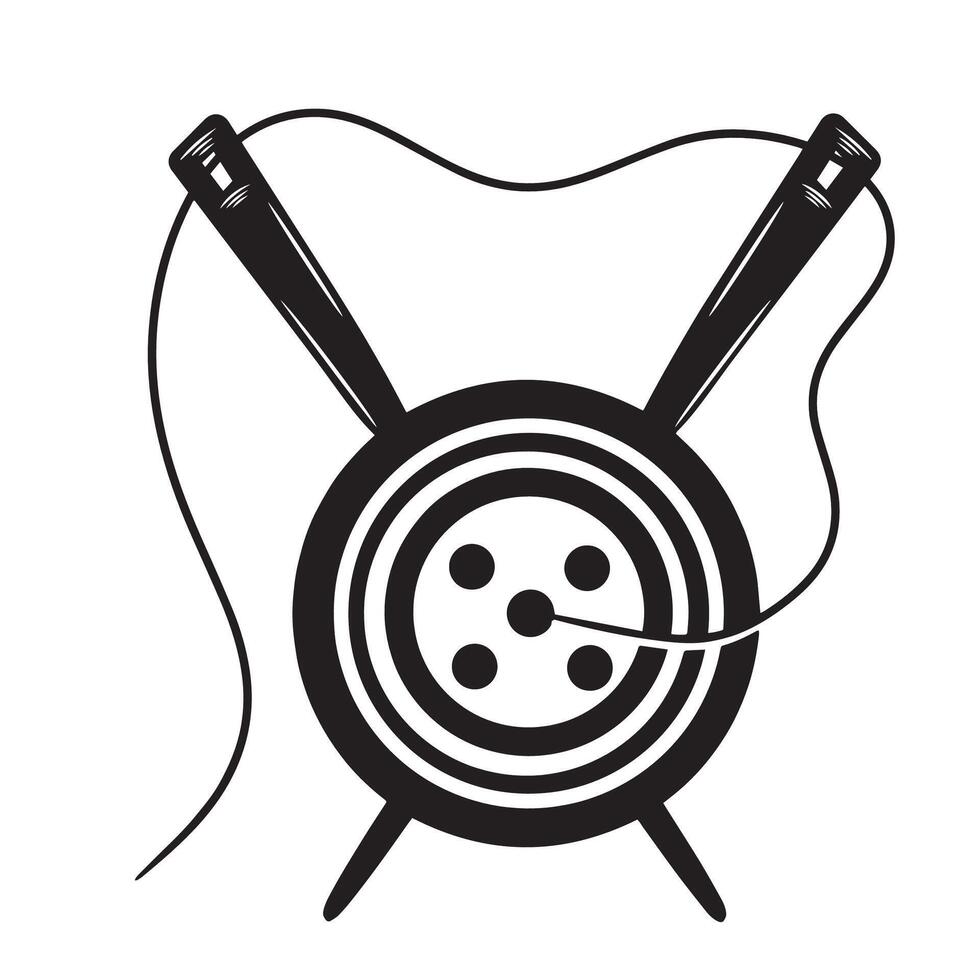 tailor icon with needle and needle vector