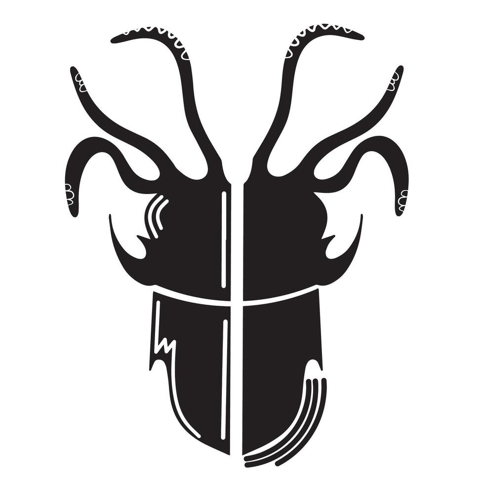 upside down squid icon, squid icon isolated vector