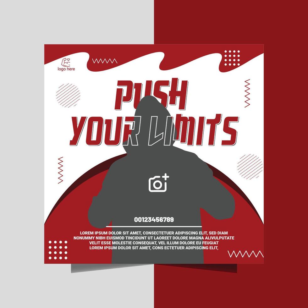 Gym and Fitness Social Media Post Template Set Design. vector