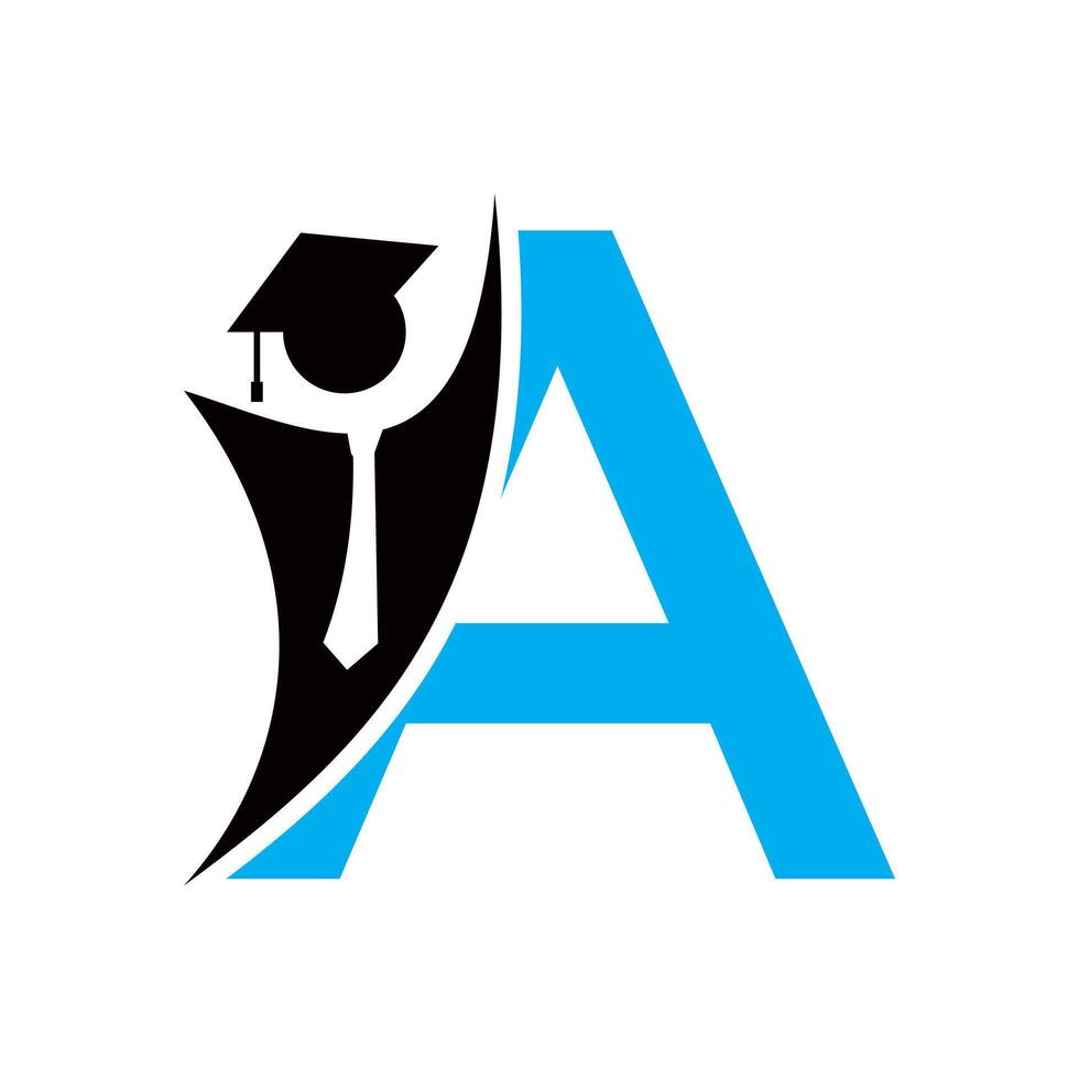 Letter A Education Logo Concept With Graduation Hat. Academy Graduation Logo Symbol vector