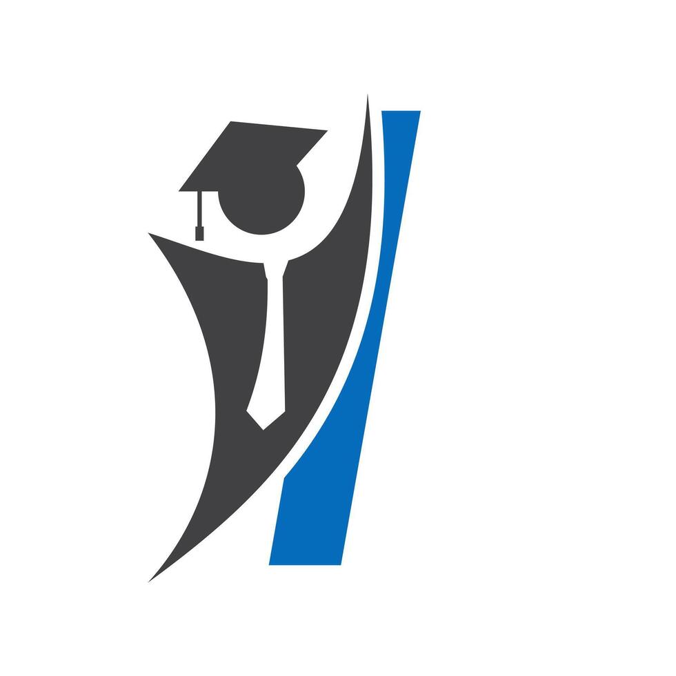 Letter I Education Logo Concept With Graduation Hat. Academy Graduation Logo Symbol vector