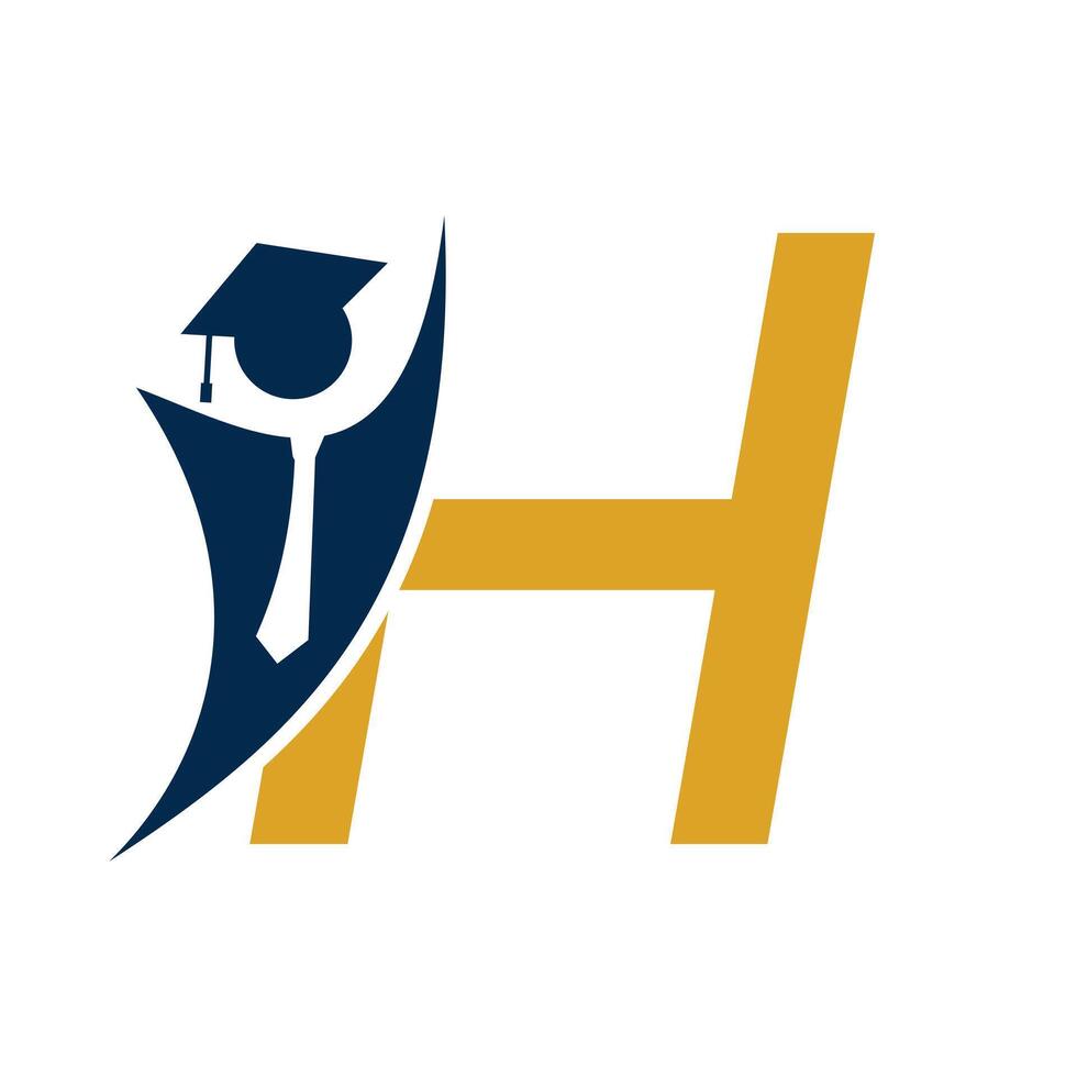 Letter H Education Logo Concept With Graduation Hat. Academy Graduation Logo Symbol vector