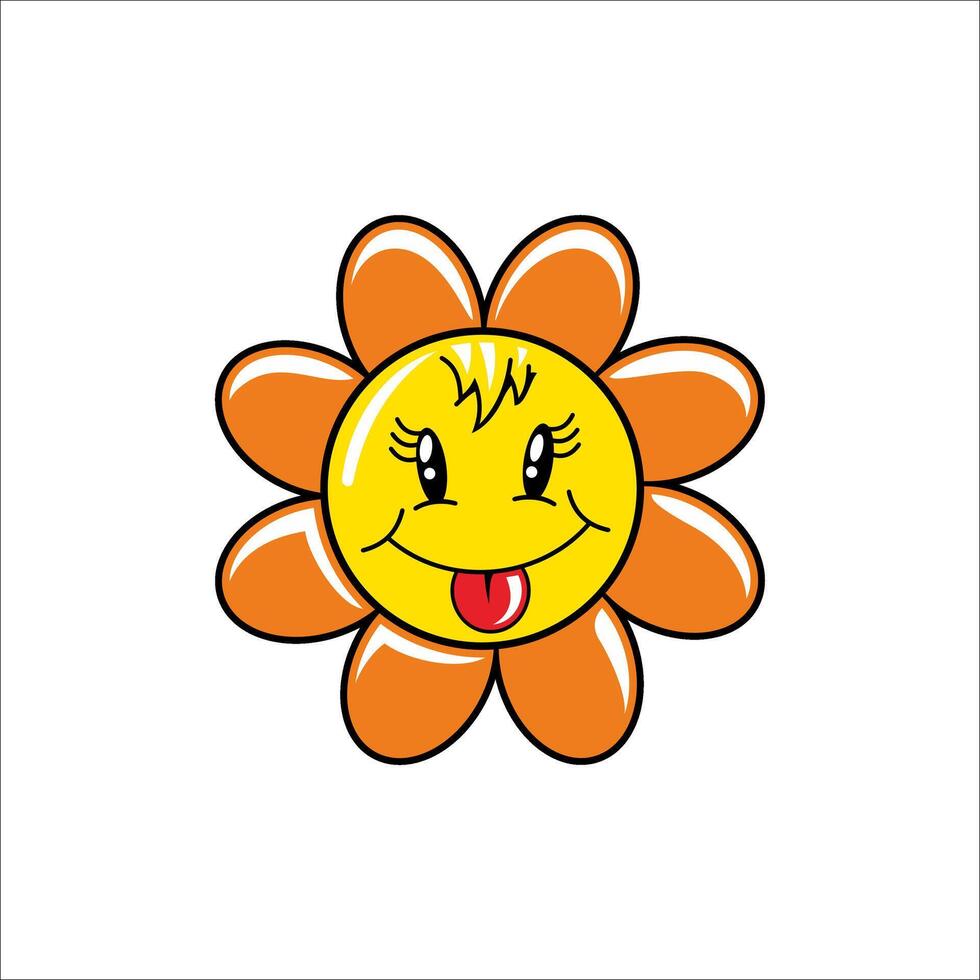 Smiling sunflower on white background vector