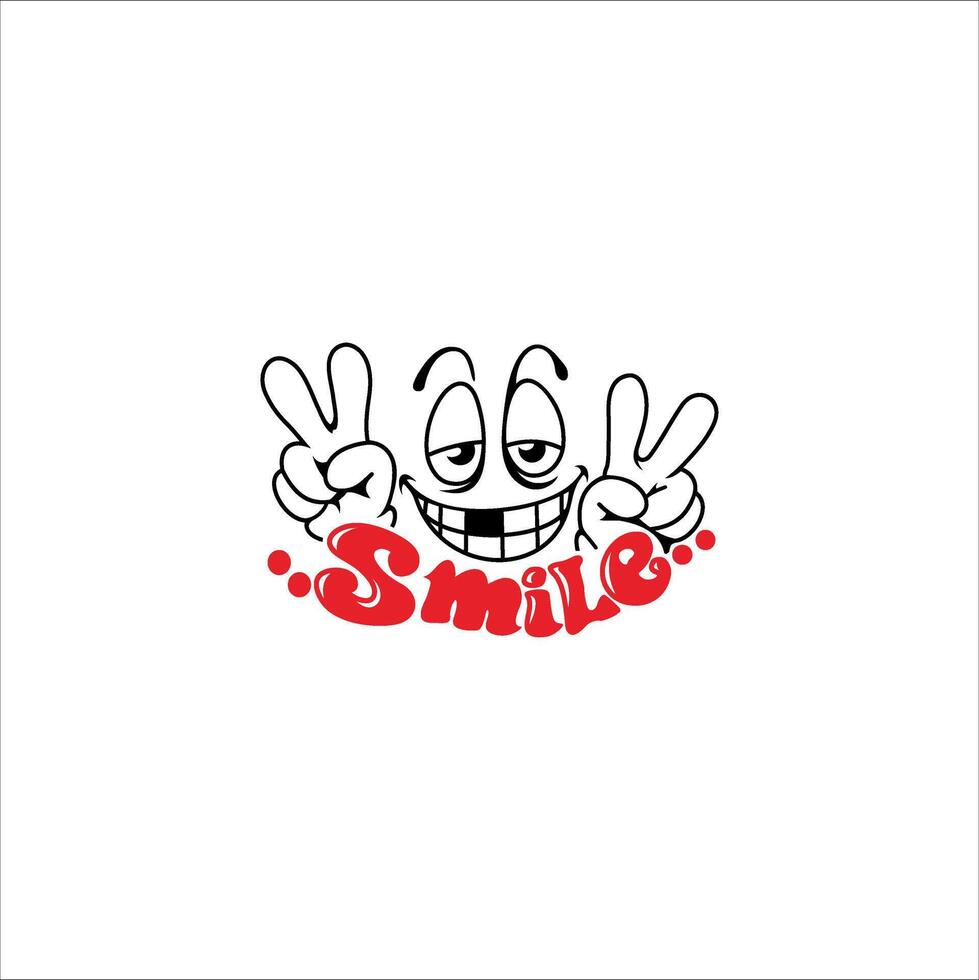 Cartoon illustration of smiling emoticon with smile written on it vector