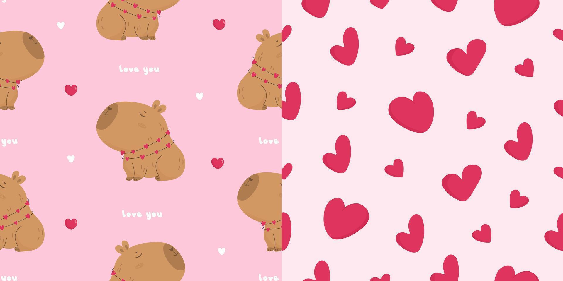 Seamless pattern with lovely capybara vector