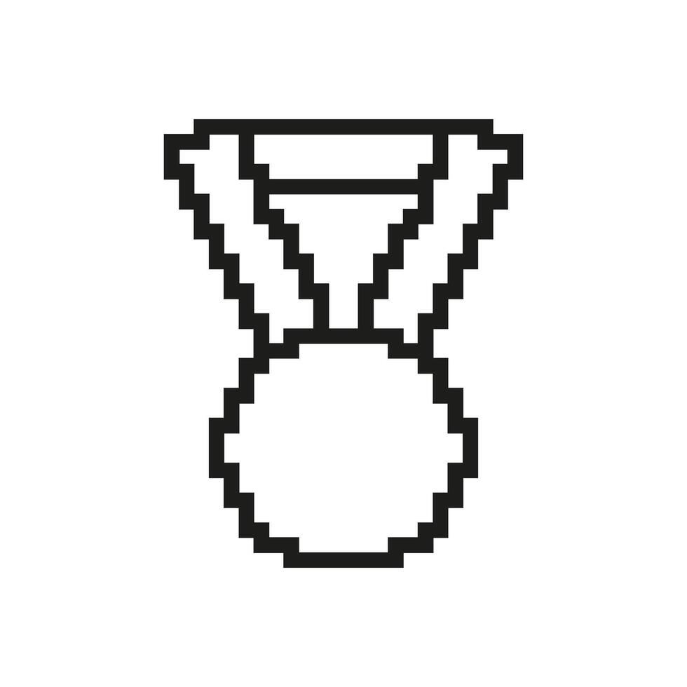 Medal Pixelated Icon. Pixel Art Symbol of an Award for Achievement. Victory and Recognition. Isolated Illustration vector