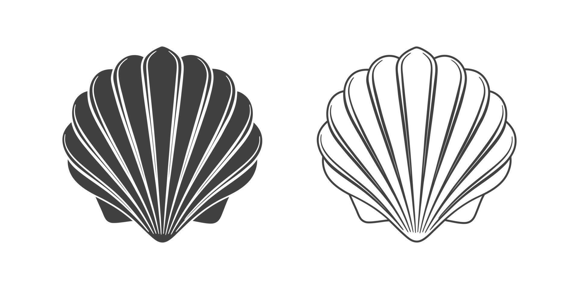 Scallop seashell logo on a white background. vector
