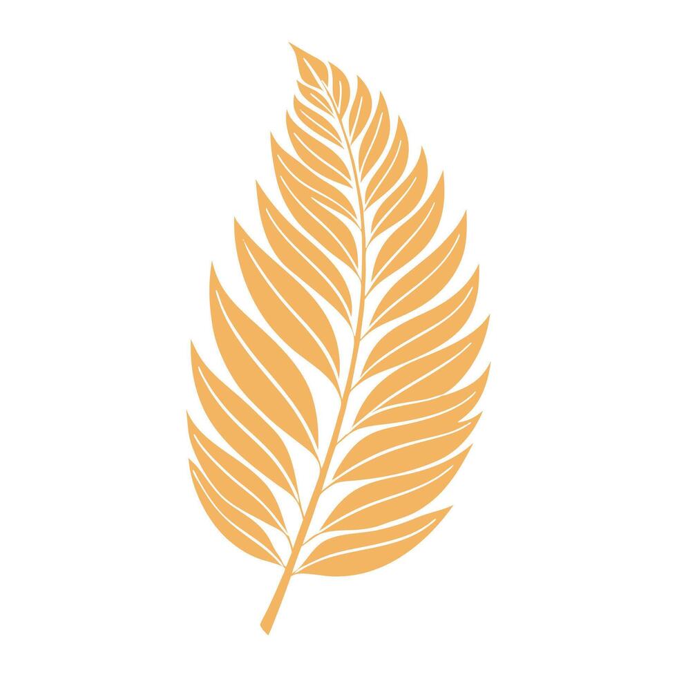 Silhouette of yellow rowan leaf on white background. Autumn design element. Flat style illustration vector