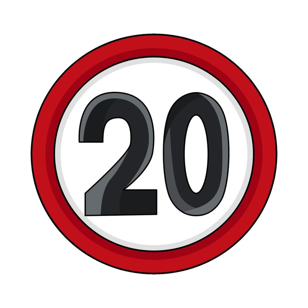 illustration of speed limit 20 vector
