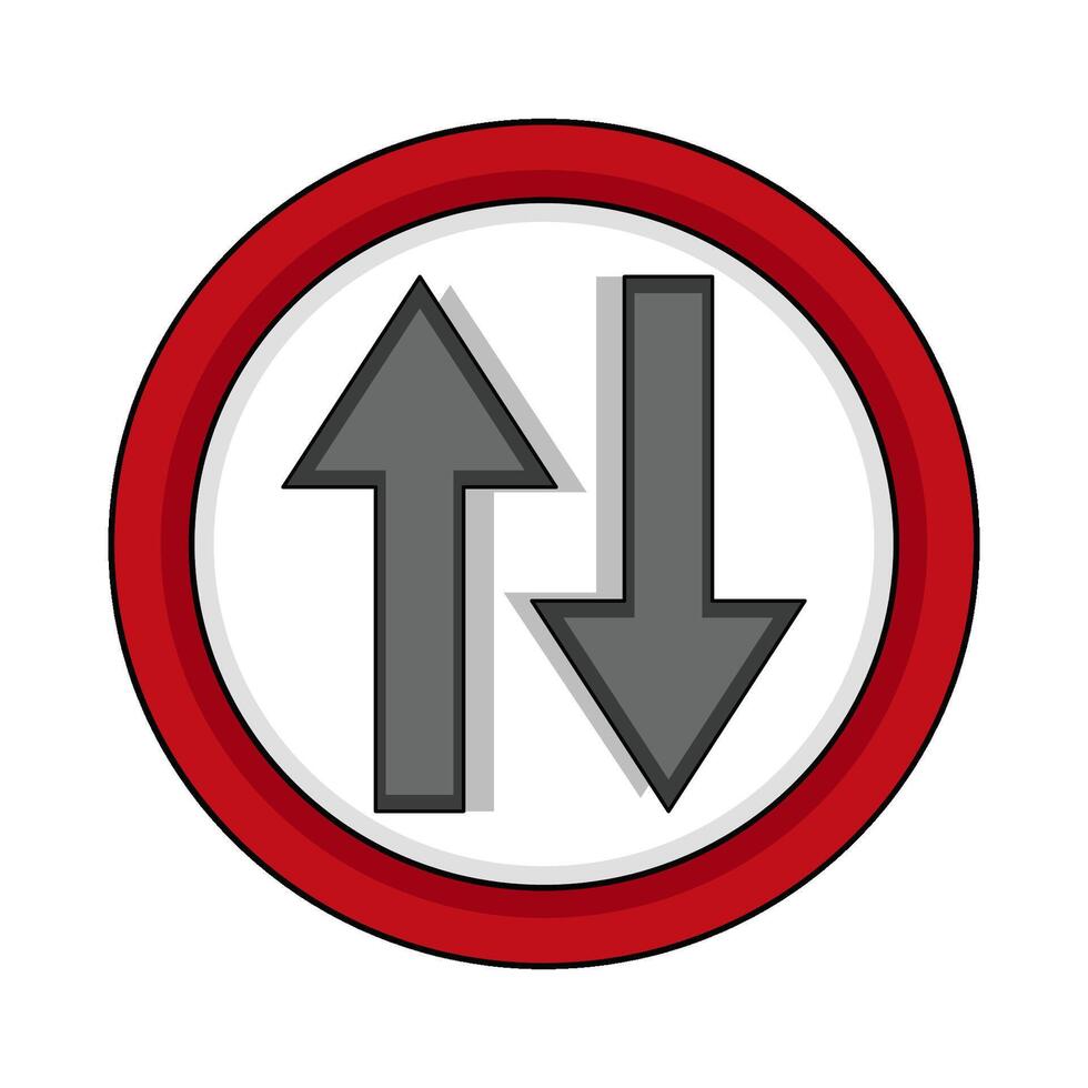 illustration of two way traffic sign vector