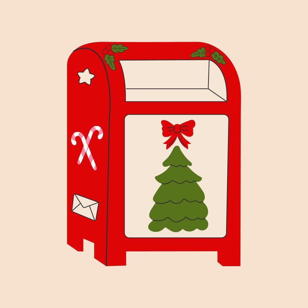 A red mailbox for posting Christmas letters vector