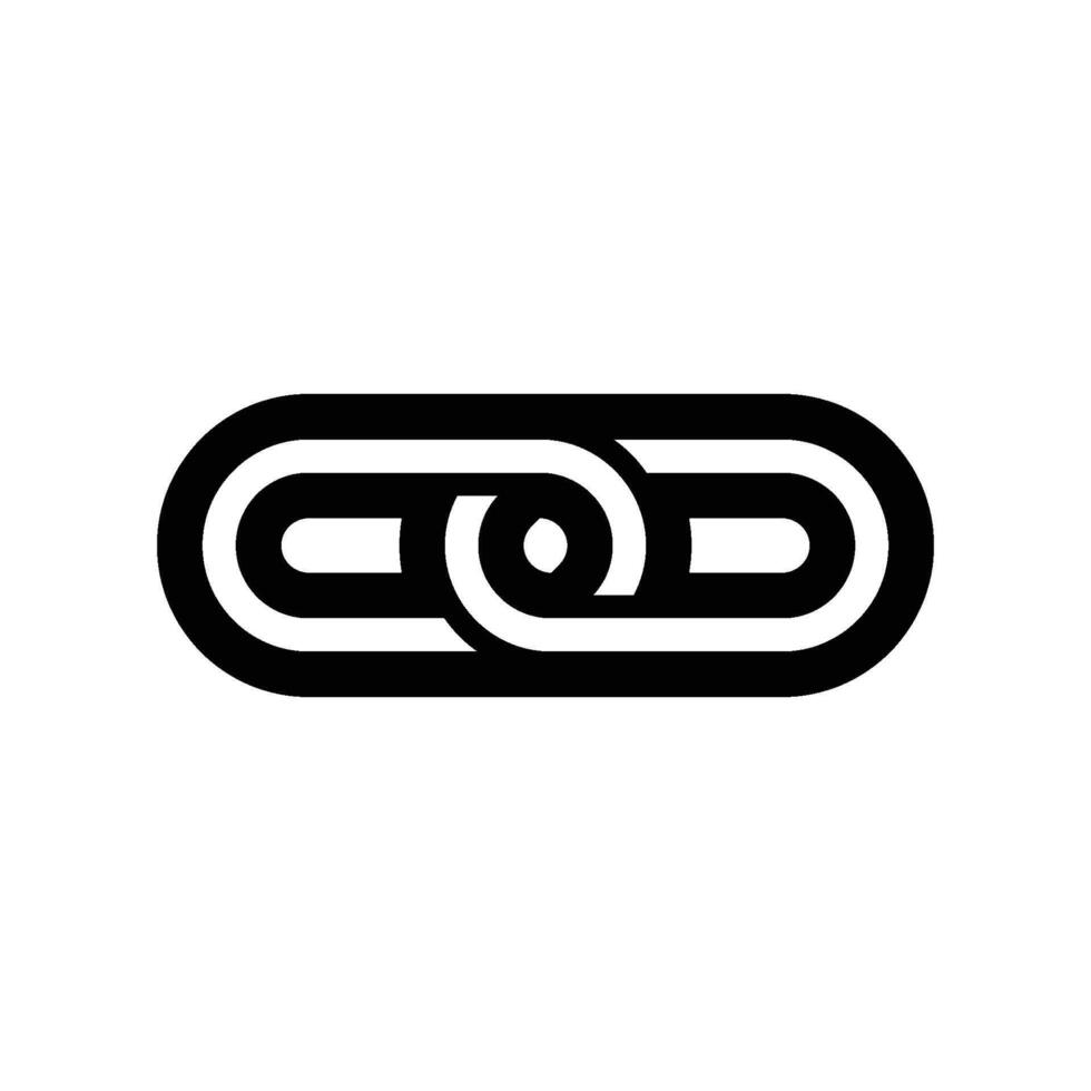 A black and white logo of a link vector