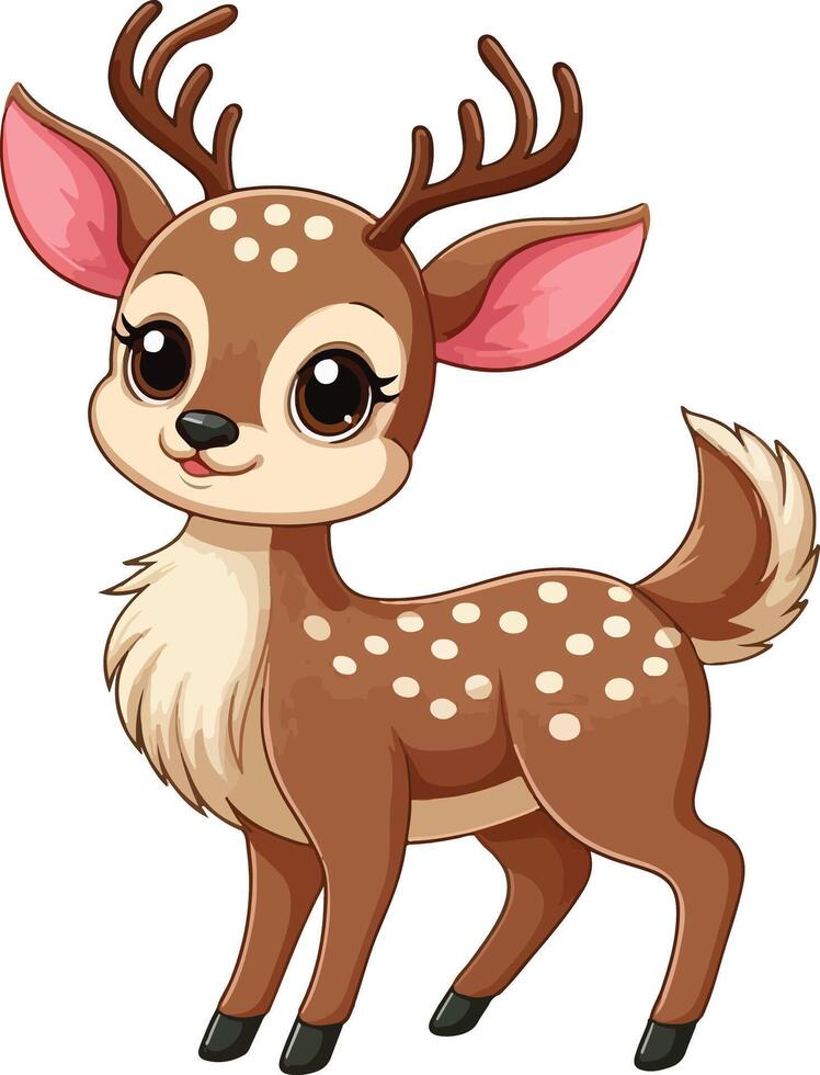 Cute baby deer looking at front vector