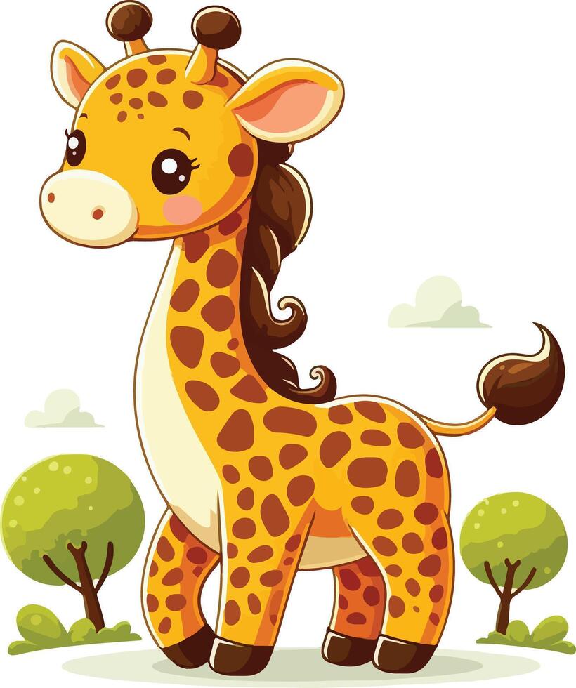 A drawing of a giraffe with a picture of a giraffe on it vector