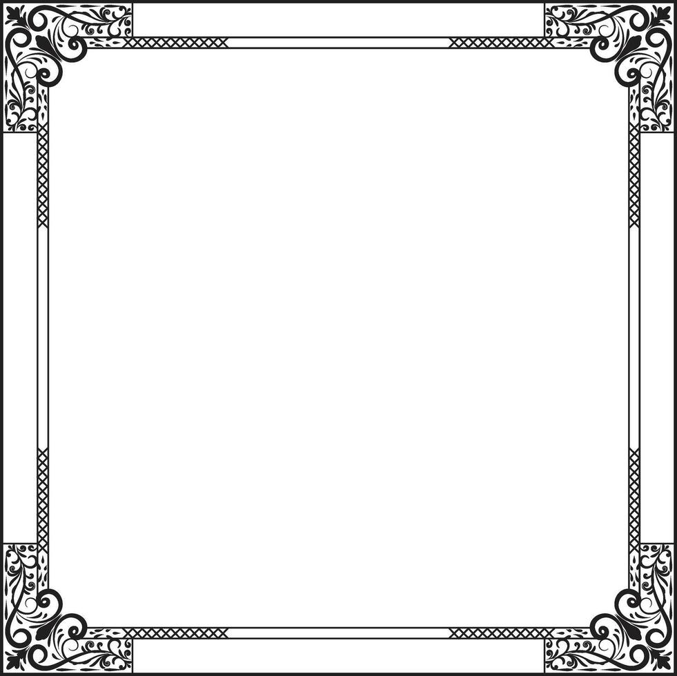 Frame with elements, corner border vector