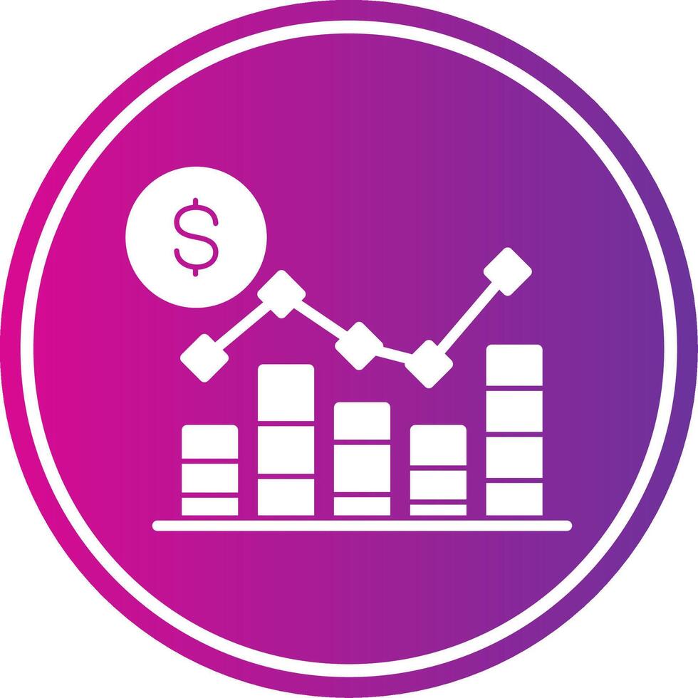 Stacked Bar Chart Glyph Gradient Circle Icon vector