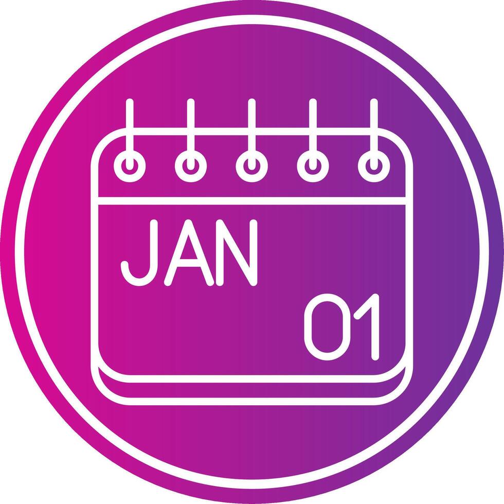 January Glyph Gradient Circle Icon vector