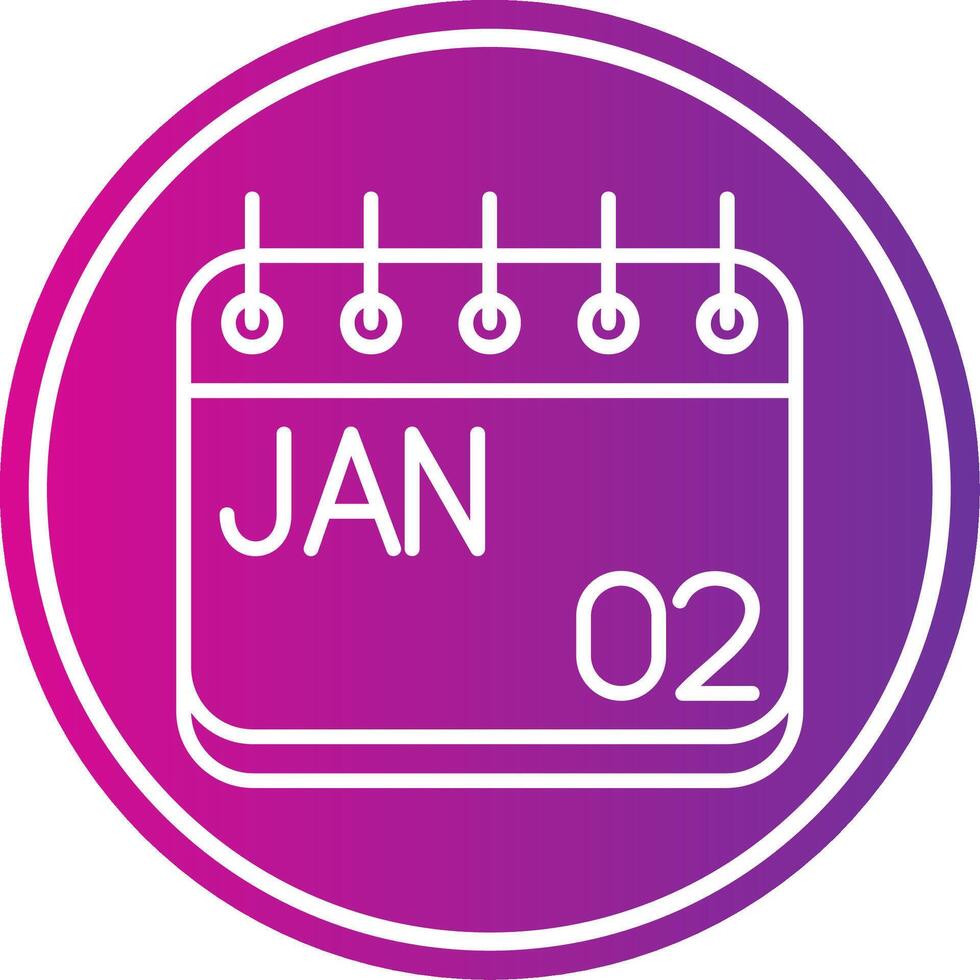 January Line Gradient Circle Icon vector