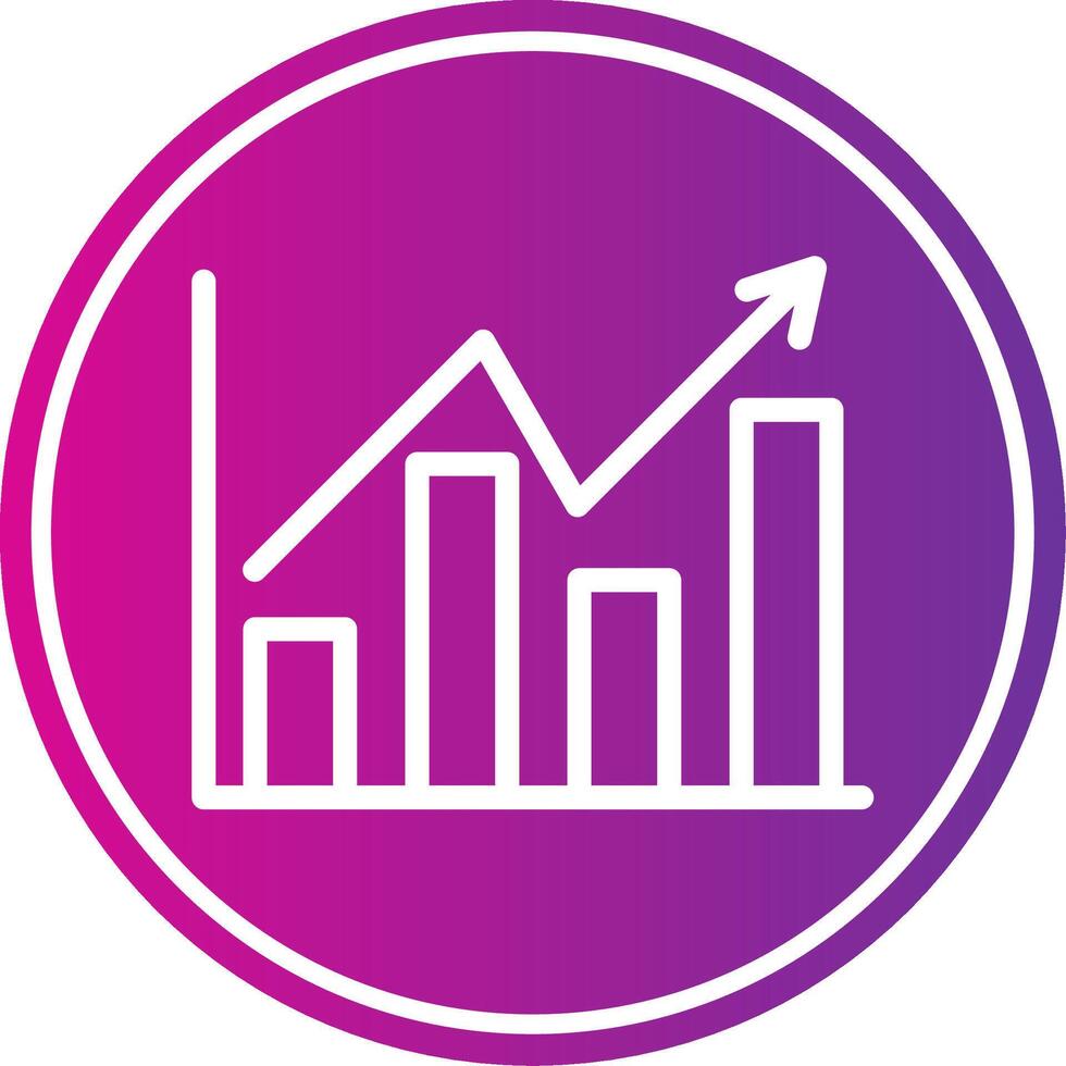 Bar Chart Line Gradient Circle Icon vector