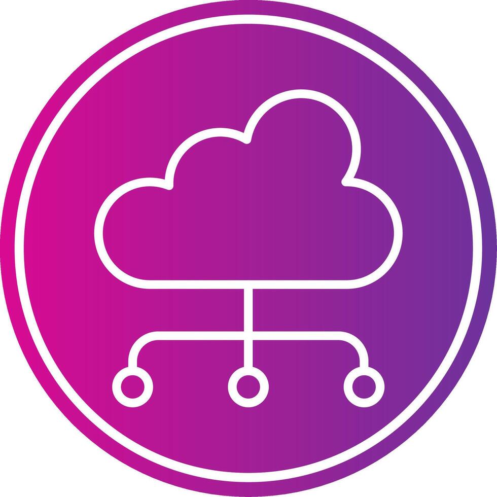 Cloud Computing Line Gradient Circle Icon vector