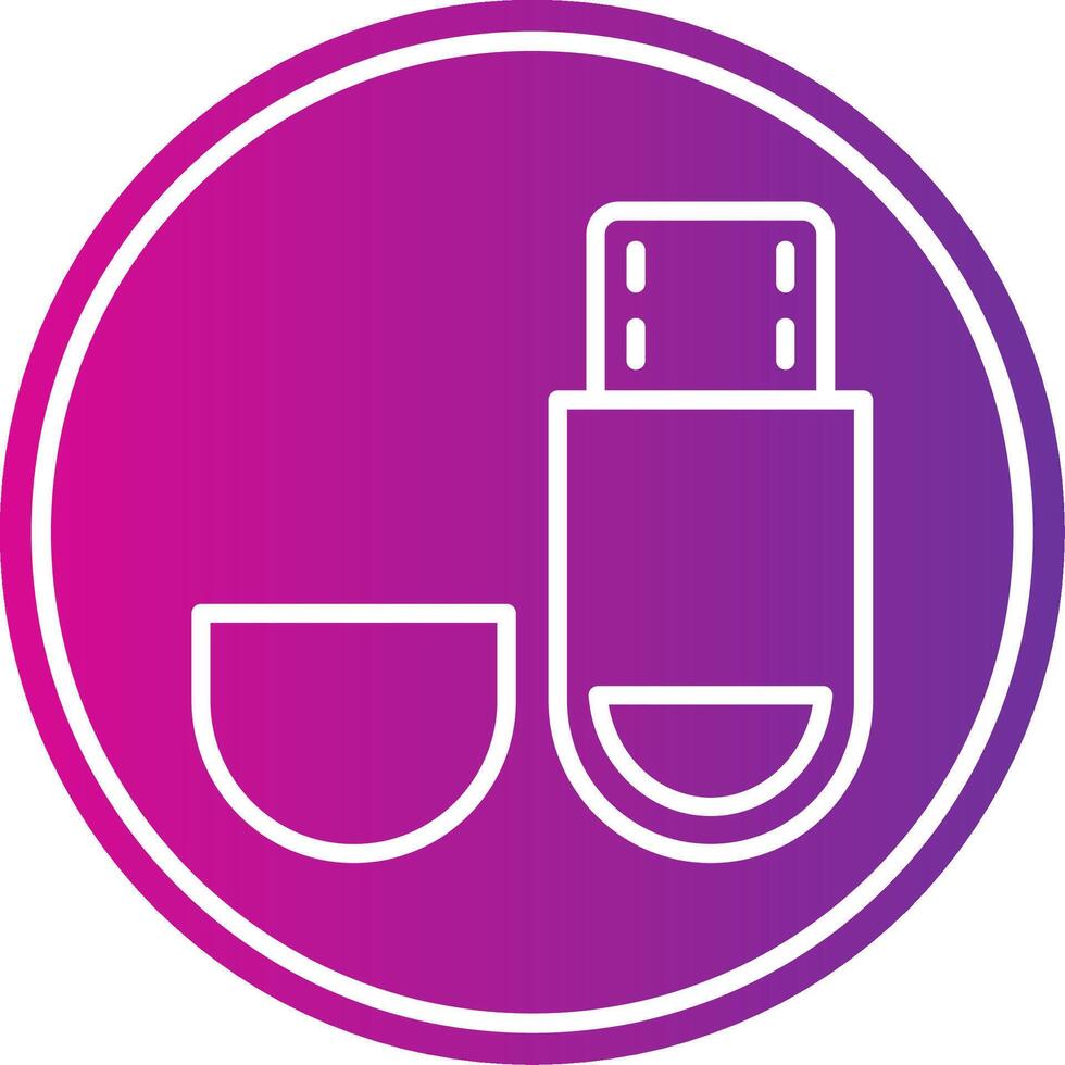 Usb Drive Line Gradient Circle Icon vector