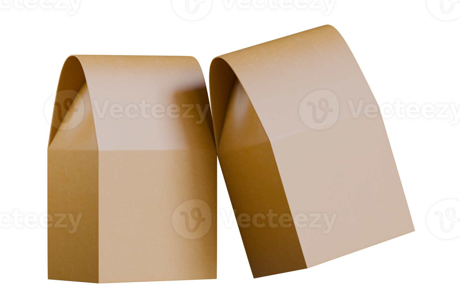 Two pouch brown color packaging transparent background png
