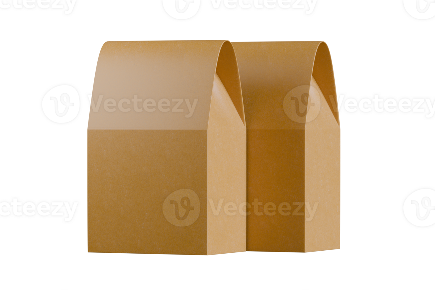 Transparent background with two pouch packaging brown color png