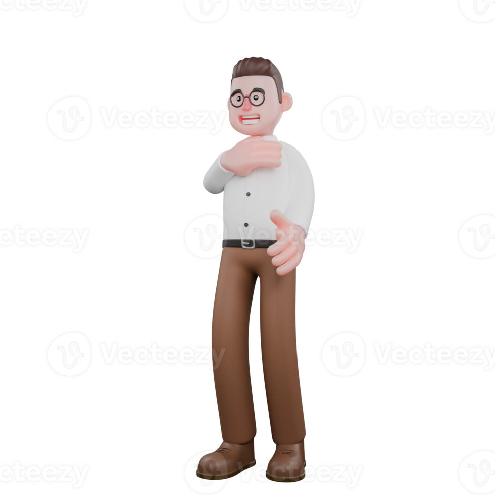 Illustrative 3D Male Sociologist. A male sociologist is standing with his right hand holding his shoulder. Societal png