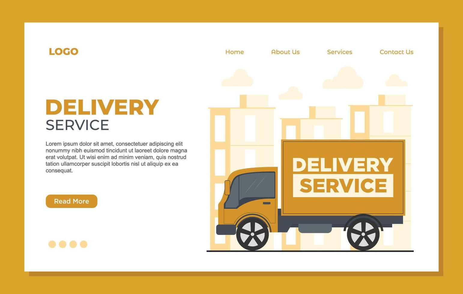 Delivery service website landing page template. illustration in flat style. vector