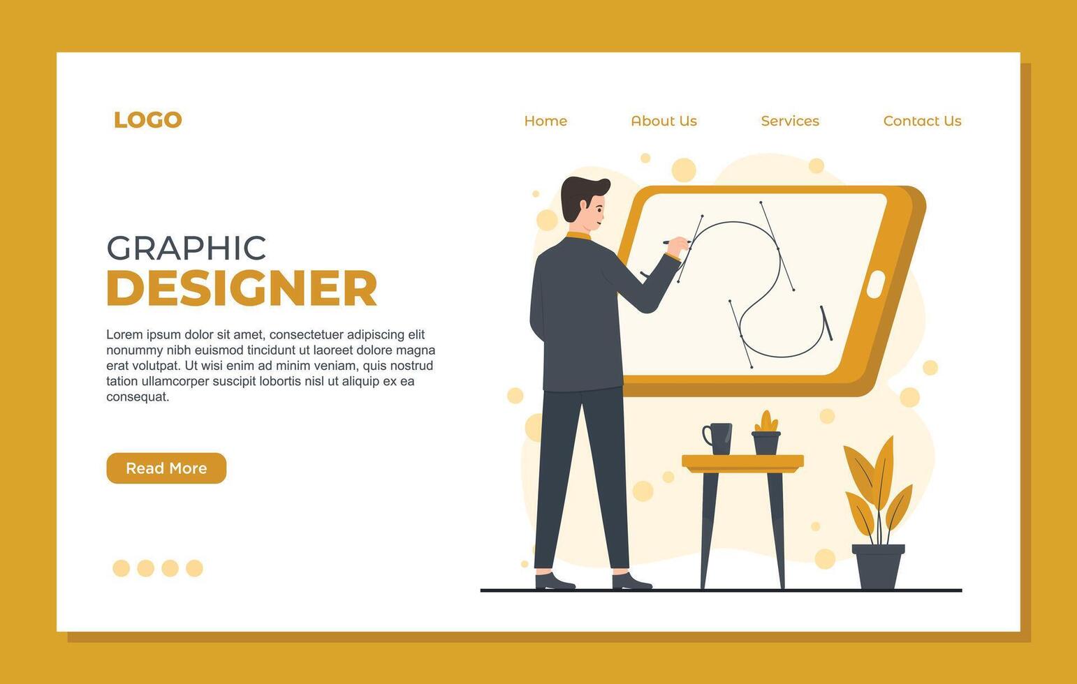 Graphic designer landing page template concept for web page template and landing page vector