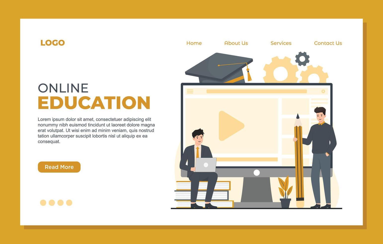 Online education landing page. Online learning, e-learning concept. flat illustration vector