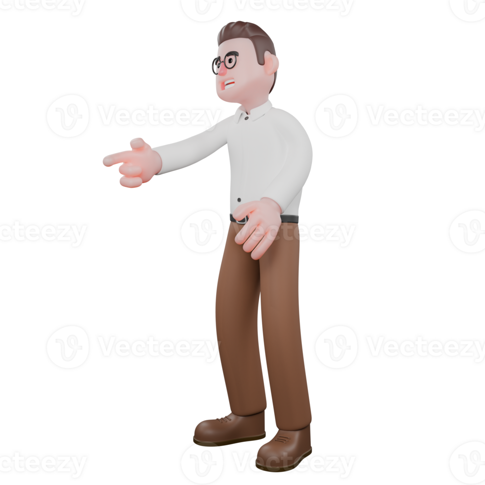 Animated Professional Sociologist. A male sociologist is standing while giving a finger down symbol. Cartoon Illustrated png